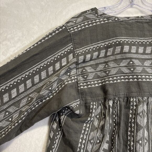 Splendid Women's Olive Green Freesia Long Sleeve Linen Button-Up Shirt Top Small - Picture 8 of 14